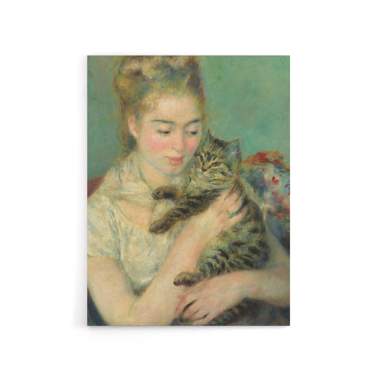 Woman with a Cat Renoir Vintage Canvas Wall Art