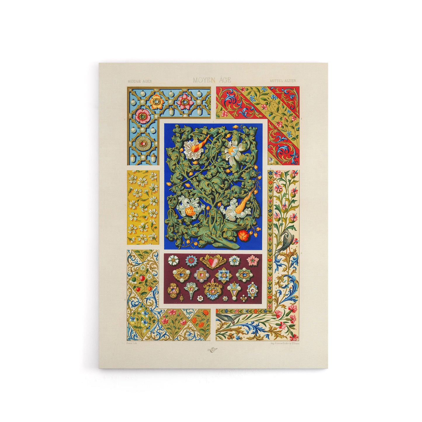 Floral Middle Ages Patterns Racinet Vintage Canvas Wall Art