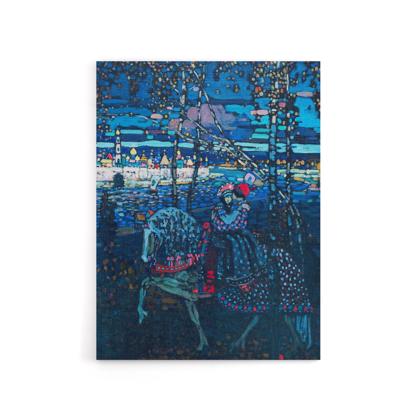 Riding Couple in Russian Cityscape Kandinsky Canvas Wall Art Print