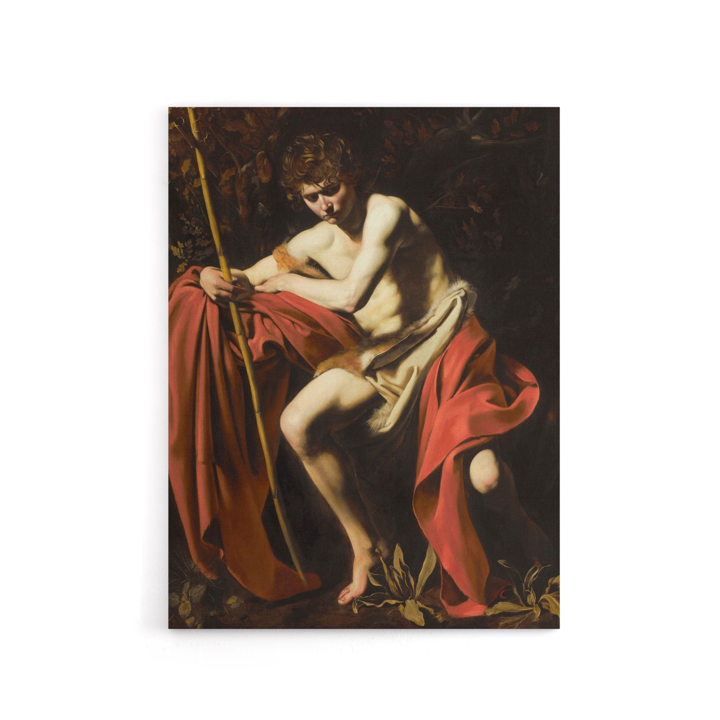 Saint John the Baptist in Wilderness Caravaggio Canvas Wall Art Print