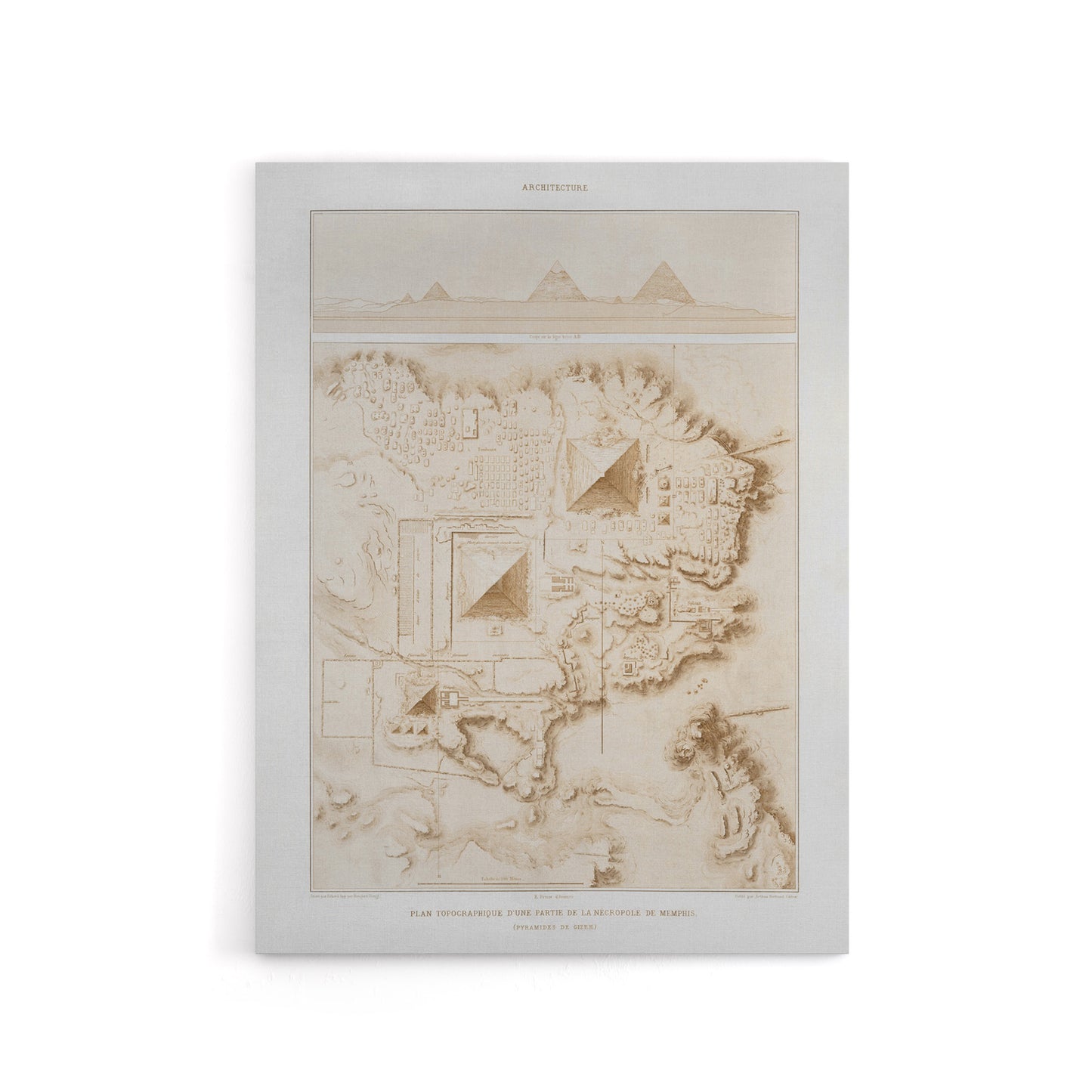 Pyramids of Giza French Topographic Map Avennes Canvas Wall Art Print