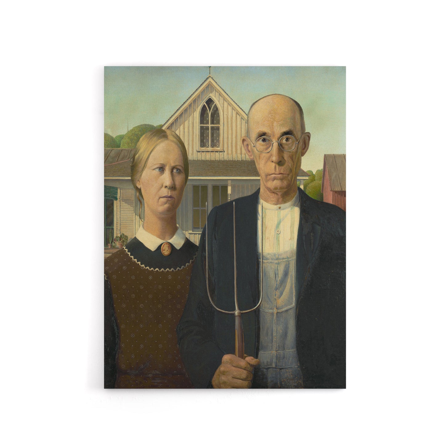 American Gothic Farmers Portrait Grant Wood Canvas Wall Art Print