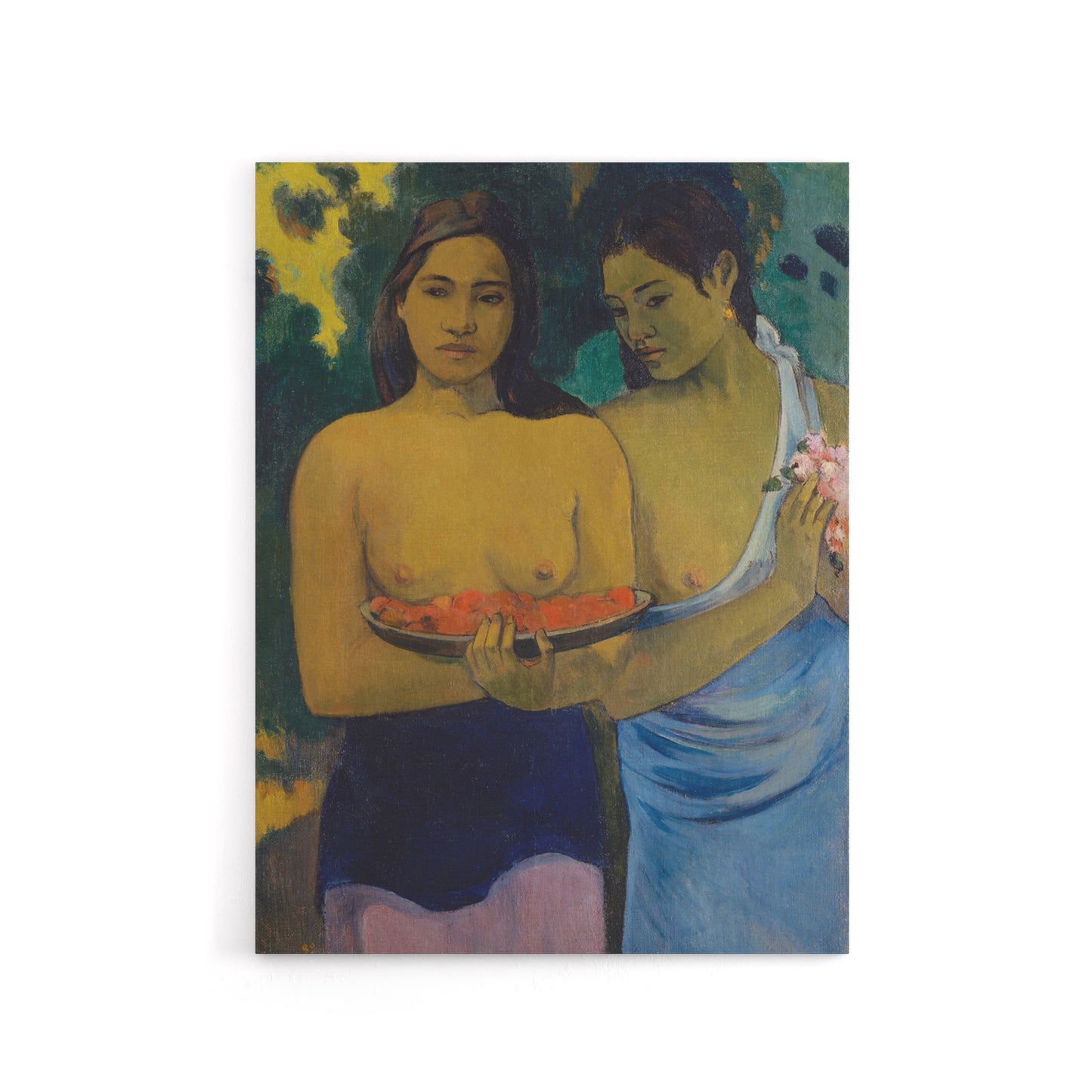 Two Tahitian Women With Flowers Paul Gauguin Canvas Wall Art Print