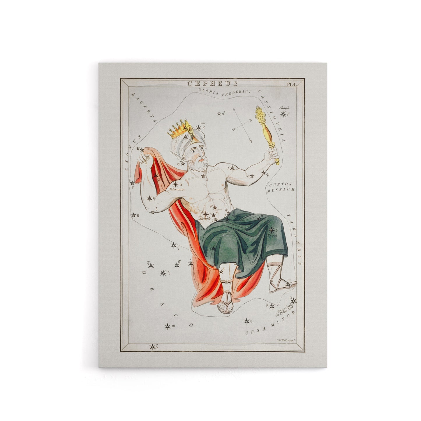 Vintage Cepheus Constellation Illustration Hall Canvas Wall Art Print