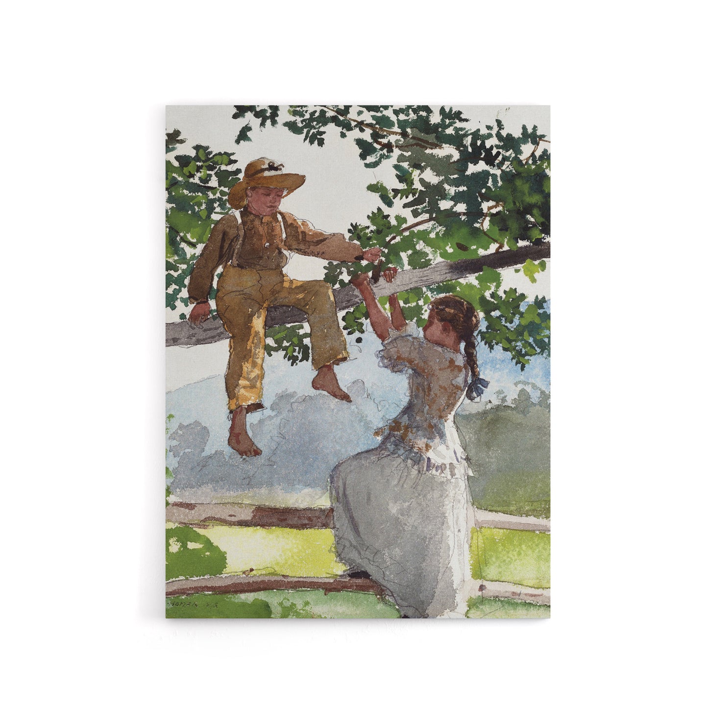 On the Fence Children Portrait Winslow Homer Canvas Wall Art Print
