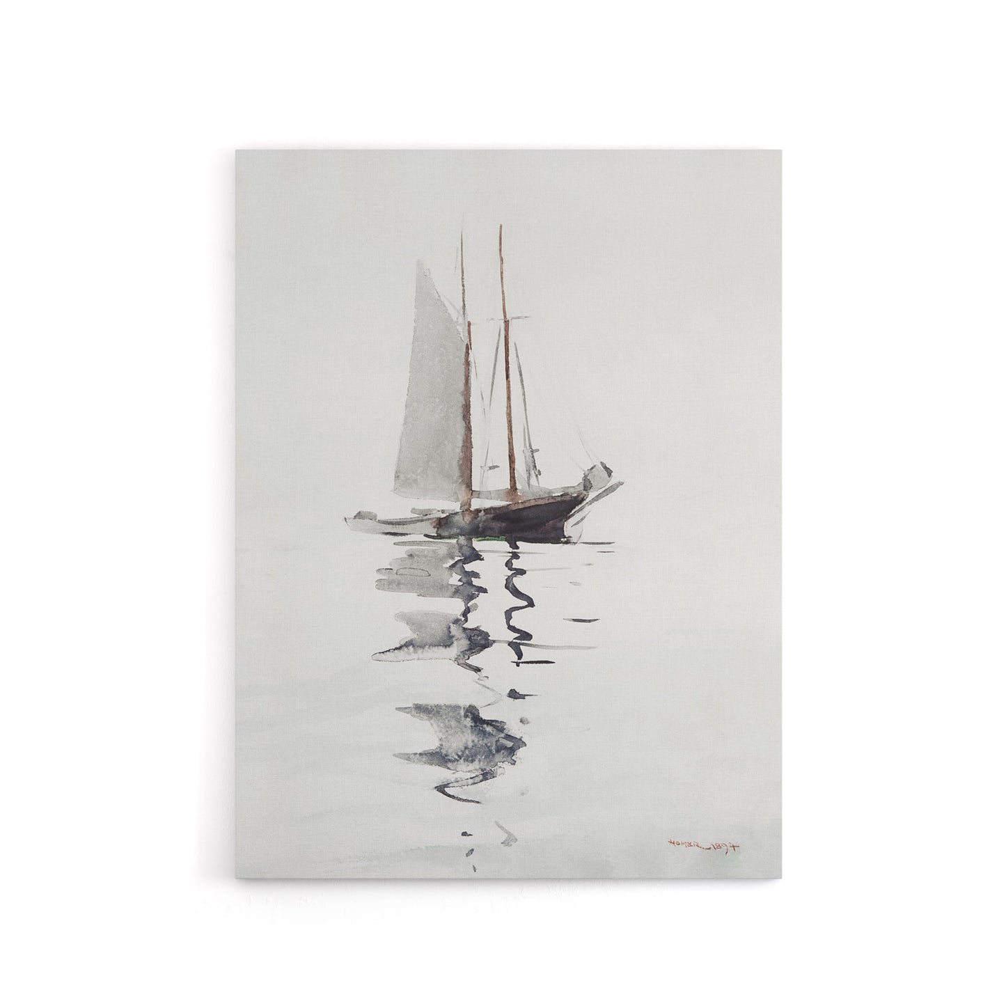 Two Masted Schooner with Dory Winslow Homer Canvas Wall Art Print