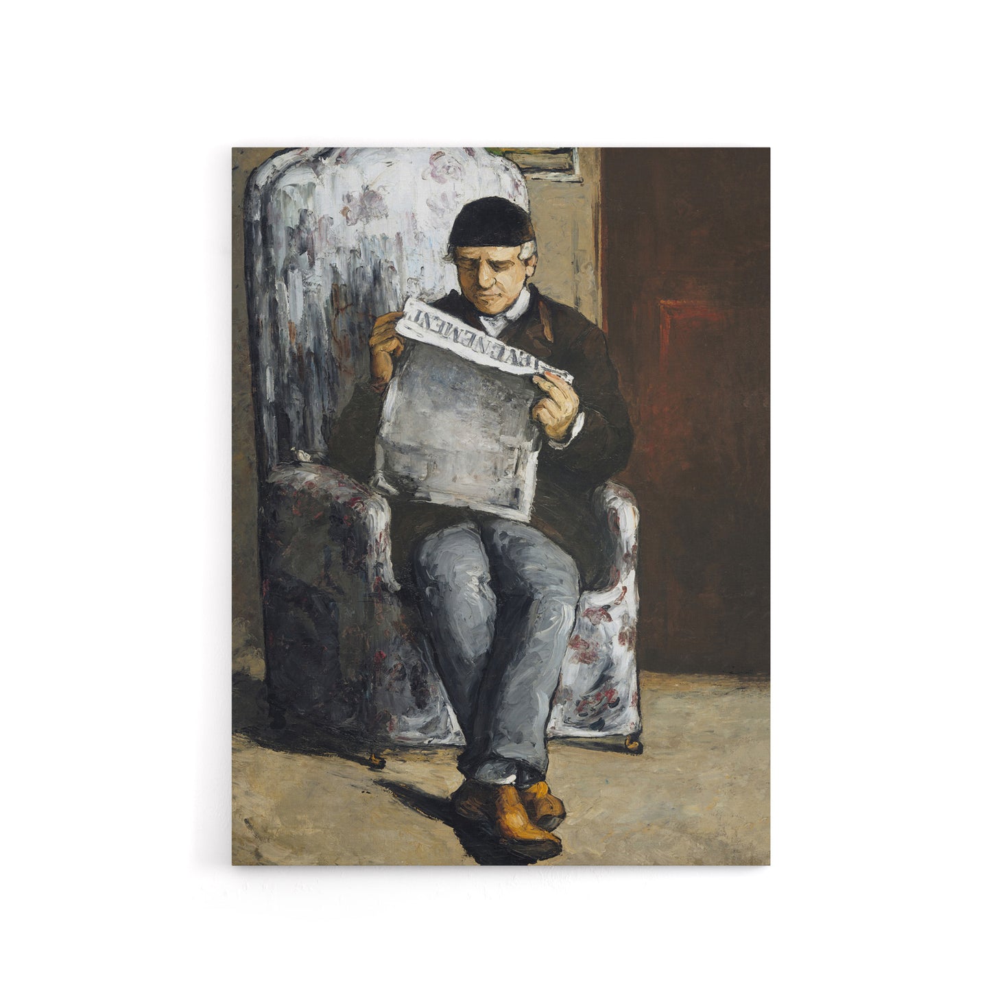 The Artists Father Reading Newspaper Cezanne Canvas Wall Art Print