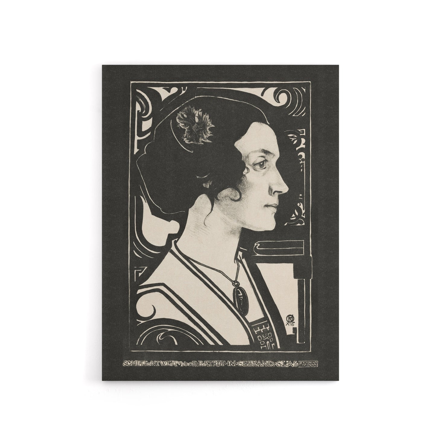 Woman Stained Glass Sketch Portrait Holst Canvas Wall Art Print