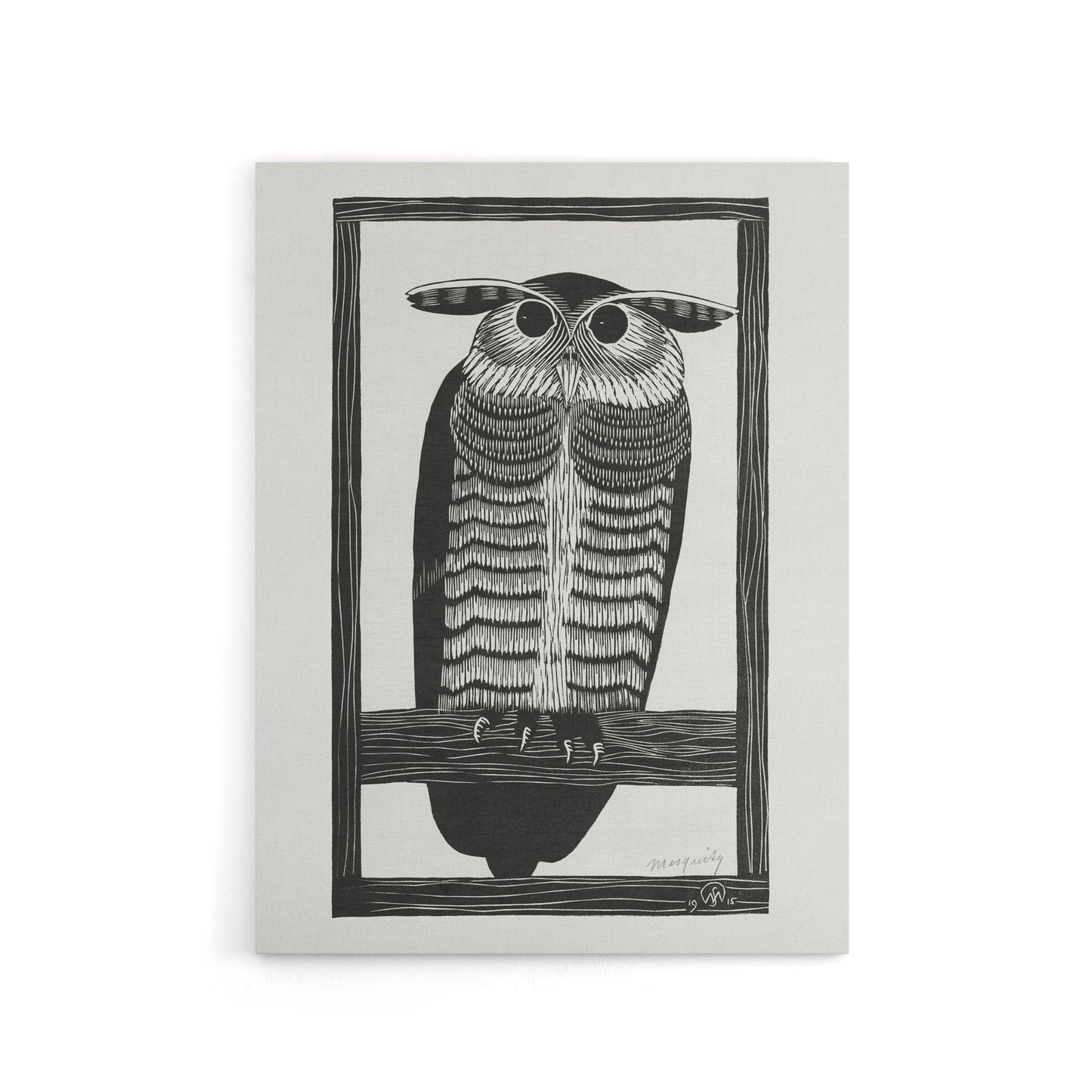 Stylised Horned Owl Samuel J De Mesquita Canvas Wall Art Print