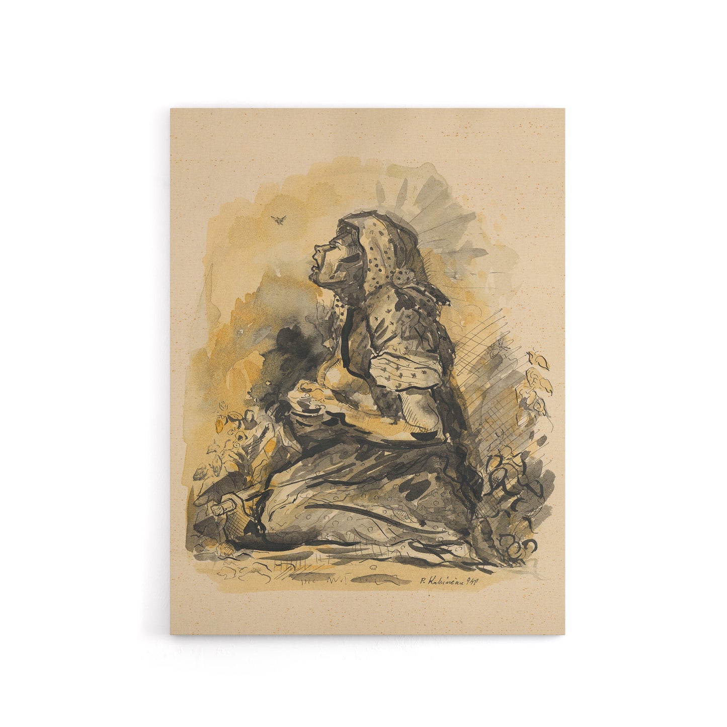 Gypsy and Lark Watercolour Kubincan Canvas Wall Art Print