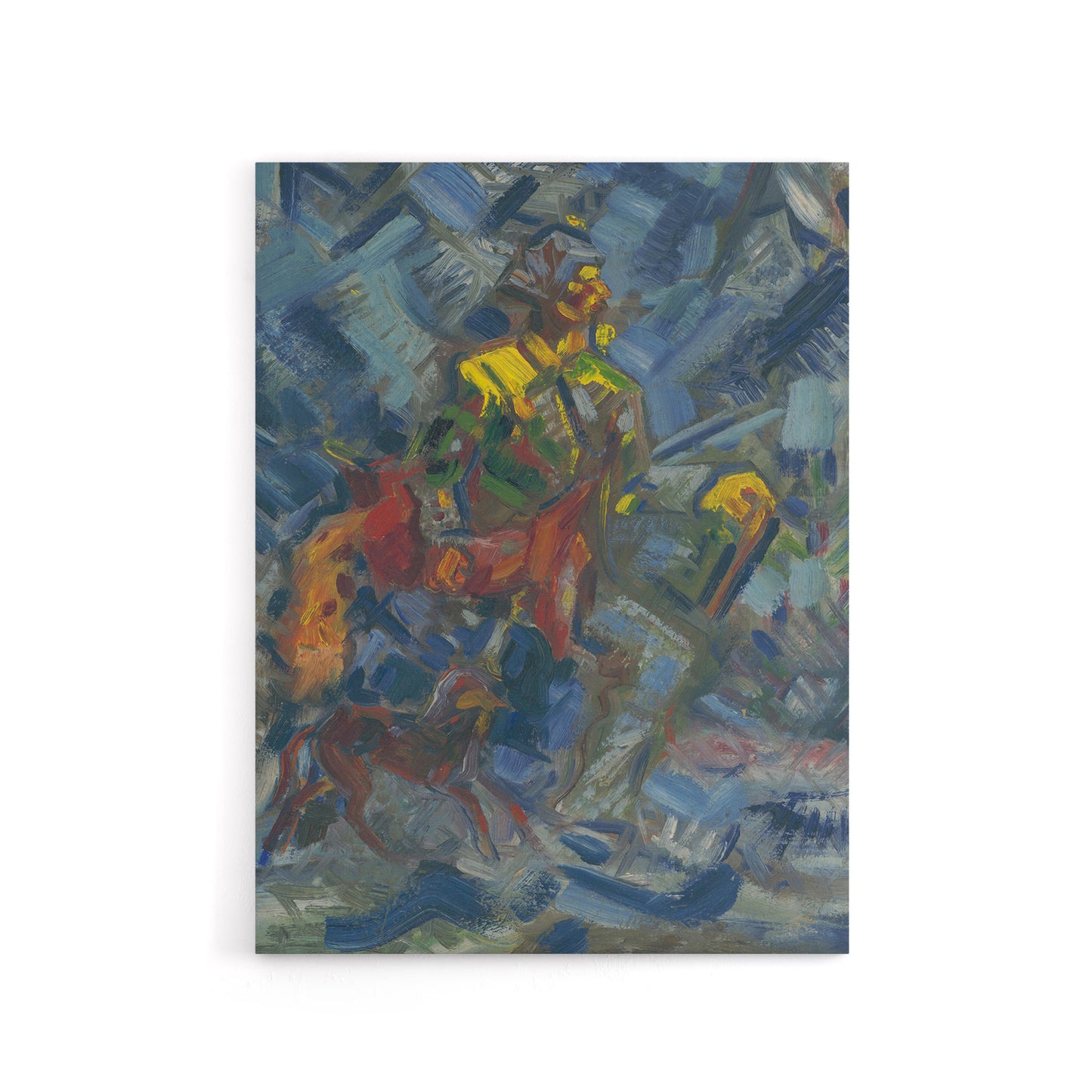 Hunter with Dog In A Blue Forest Kubincan Canvas Wall Art