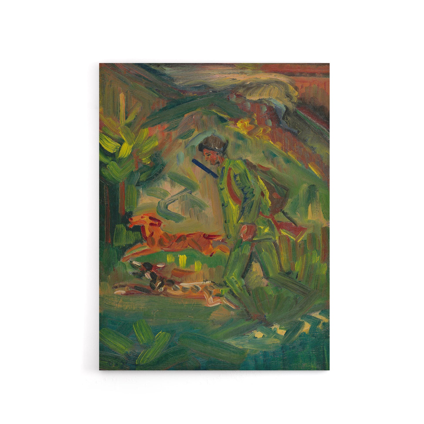 Walking Hunter Huntsman With Dogs Kubincan Canvas Wall Art