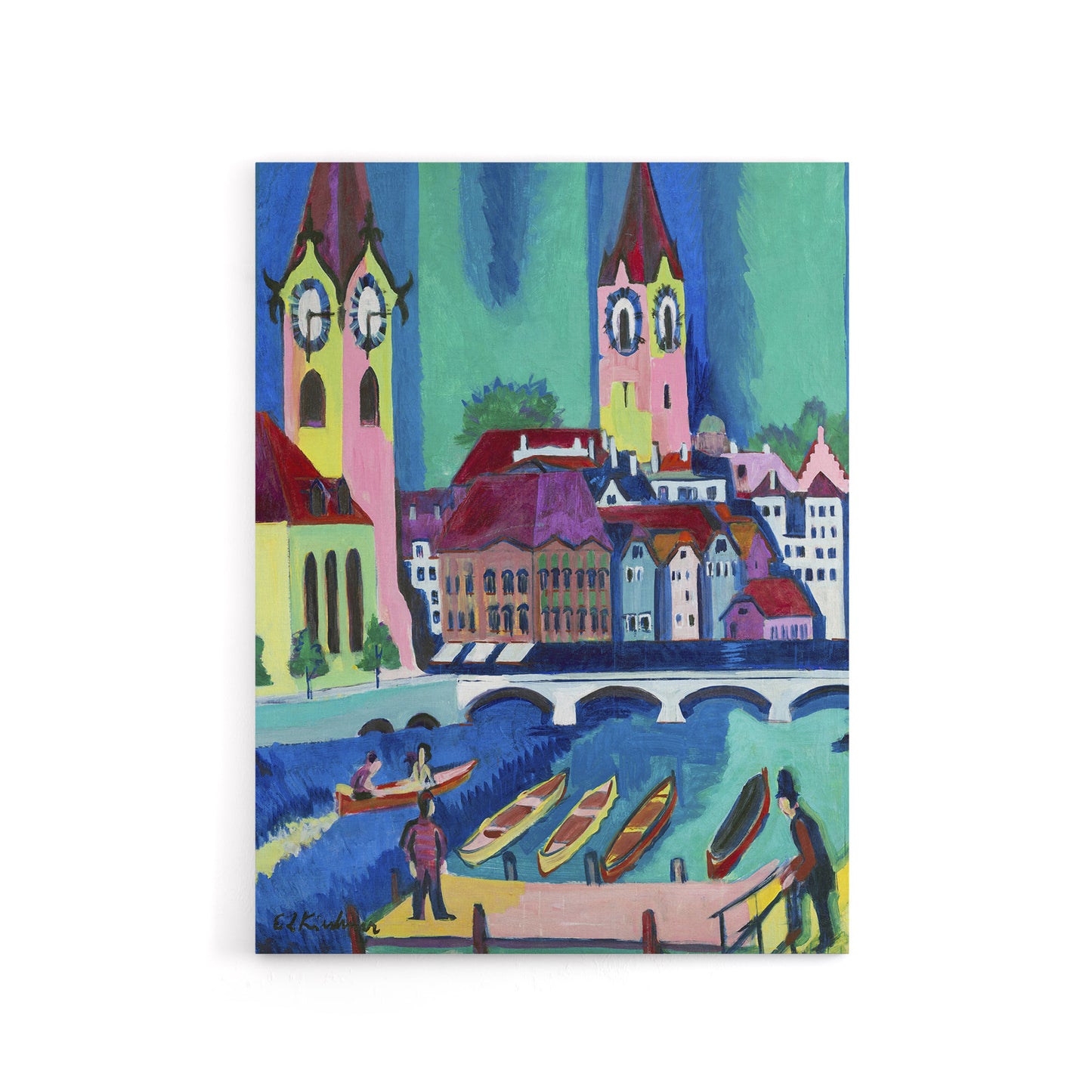 Zurich Colourful Cityscape Kirchner Canvas Wall Art Print