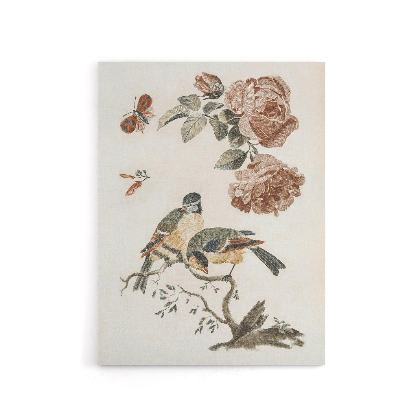 Roses Butterfly A Blue and Great Tit Teyler Canvas Wall Art