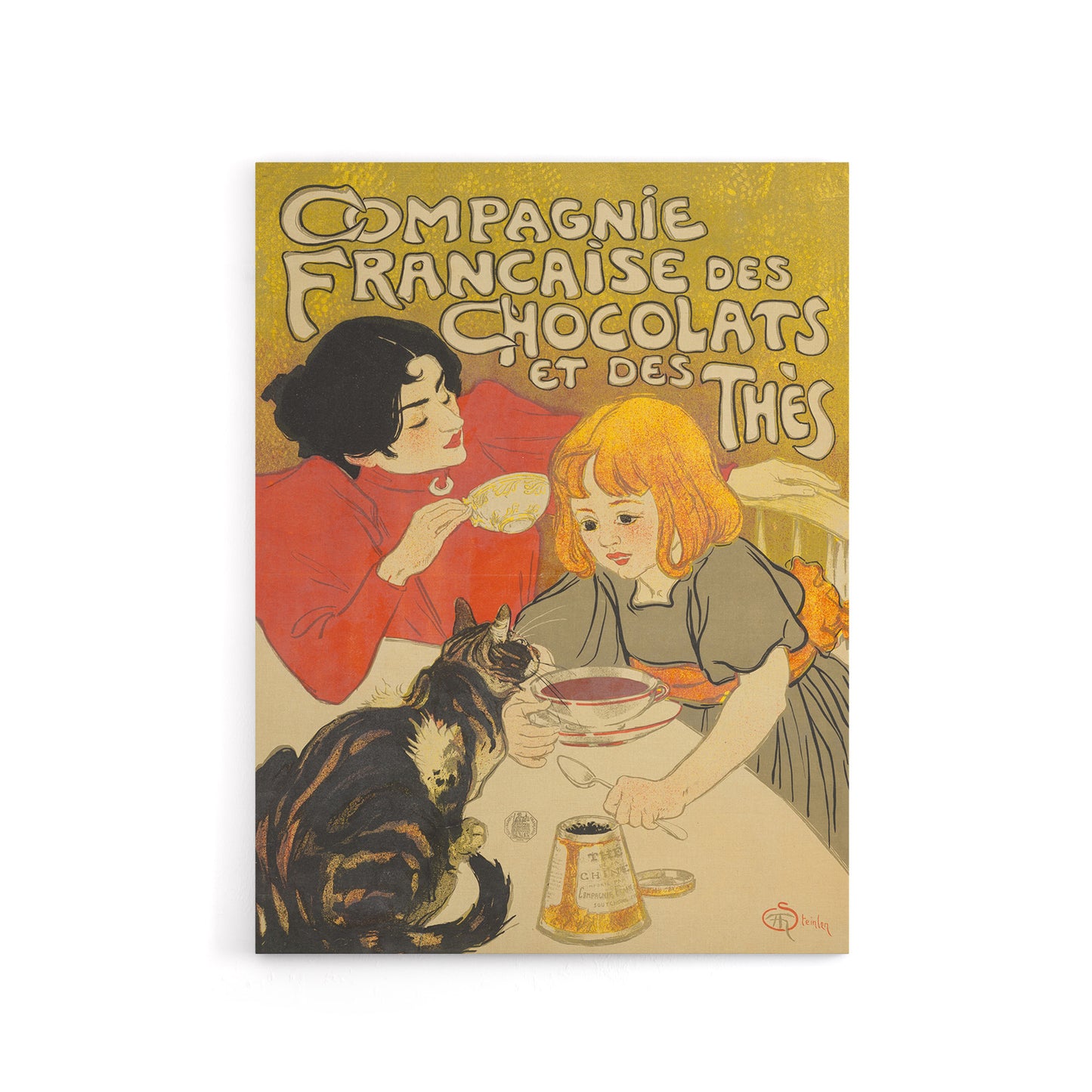 Chocolate And Tea French Vintage Advert Steinlen Canvas Wall Art