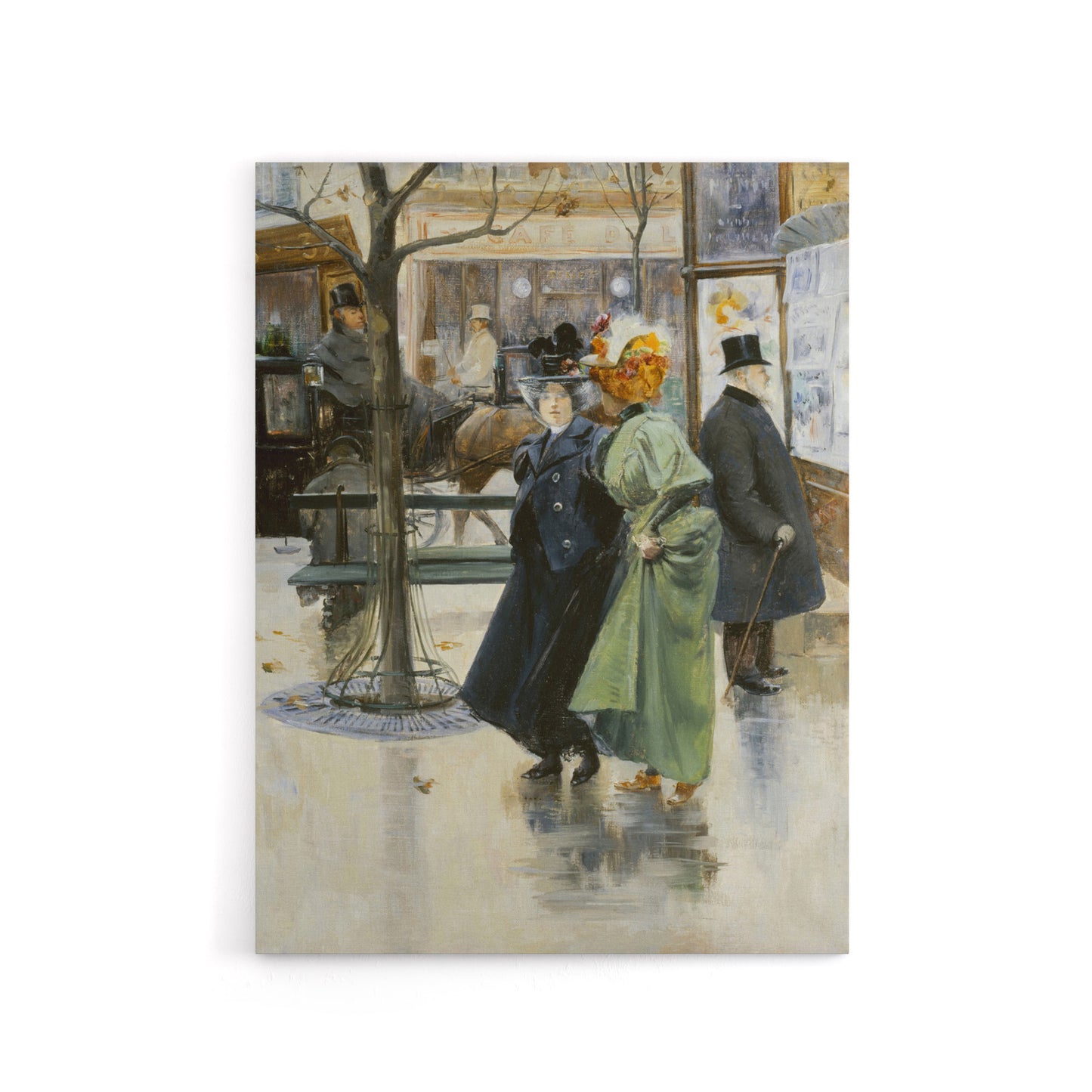 Abel Truchet On the Boulevards Parisian Street View Canvas Wall Art Print
