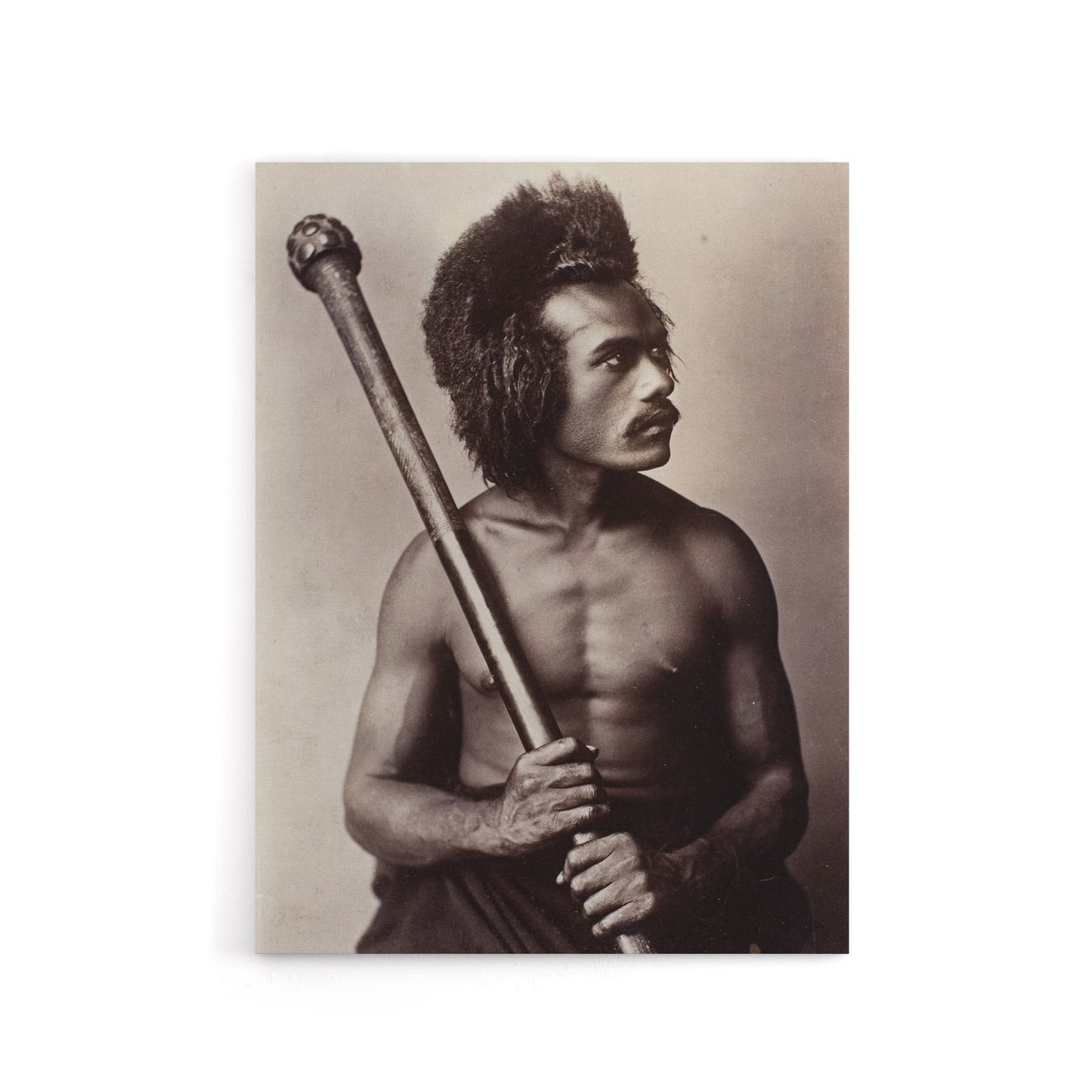 Burton Brothers Photograph of a Fijian Warrior Canvas Wall Art Print