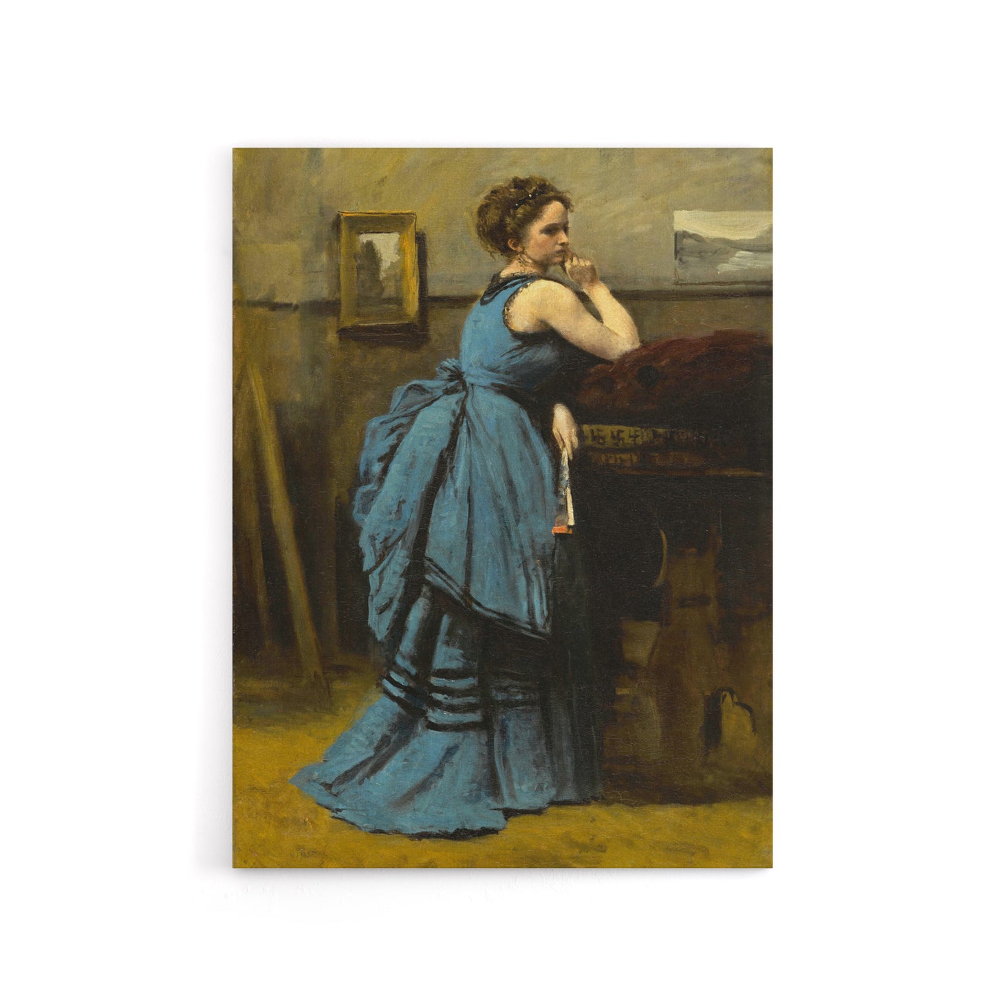 Camille Corot Lady in Blue La Dame en Bleu Canvas Wall Art Print
