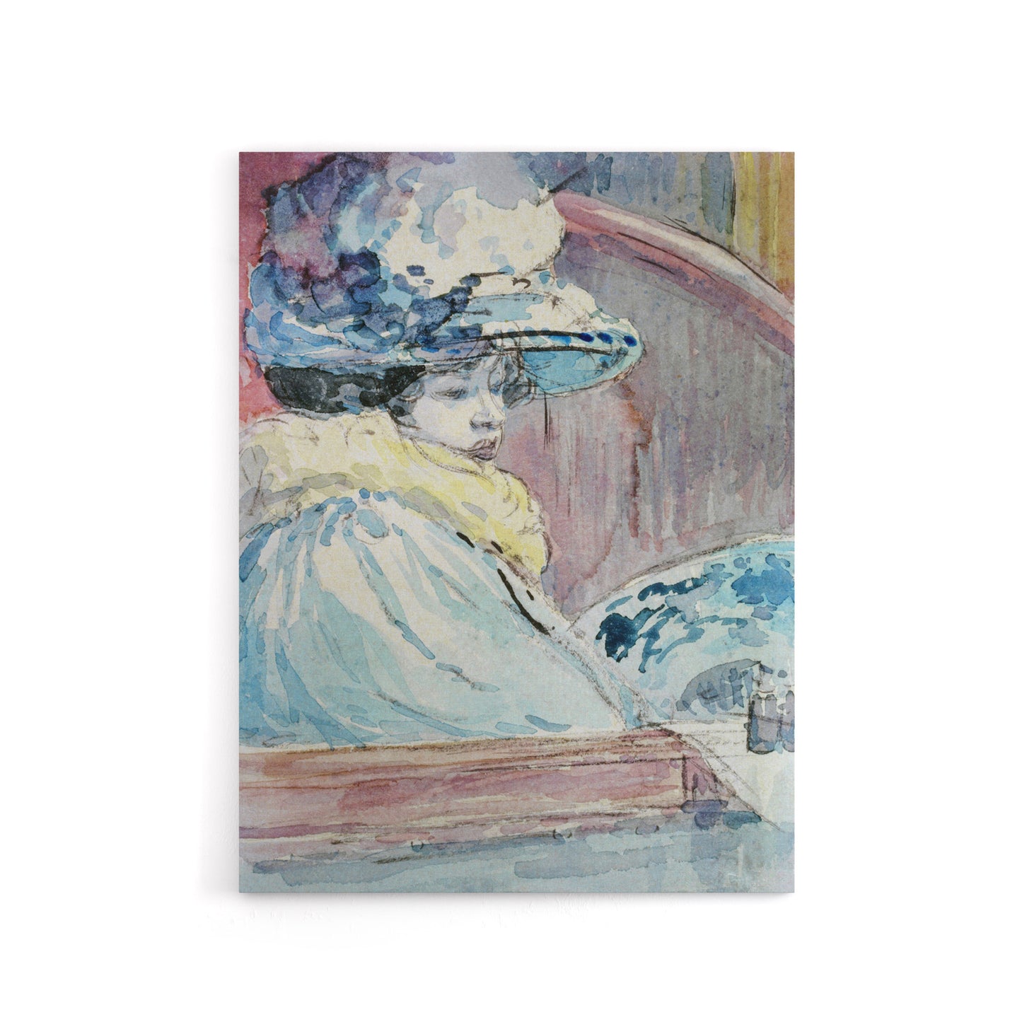 Henry Somm Woman in a Lodge Watercolour Portrait Canvas Wall Art Print