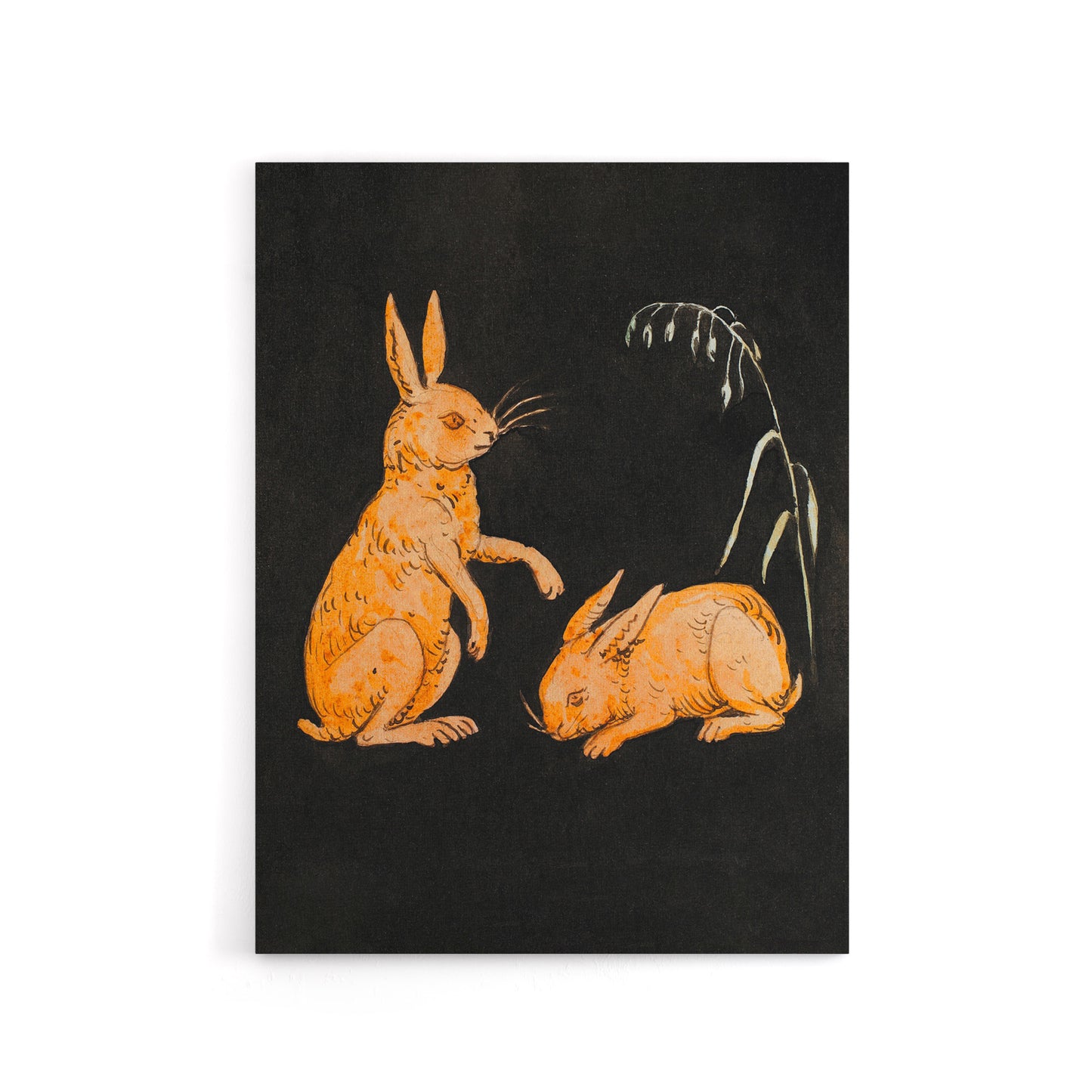 PC Skovgaard Two Hares Vintage Animal Illustration Canvas Wall Art Print
