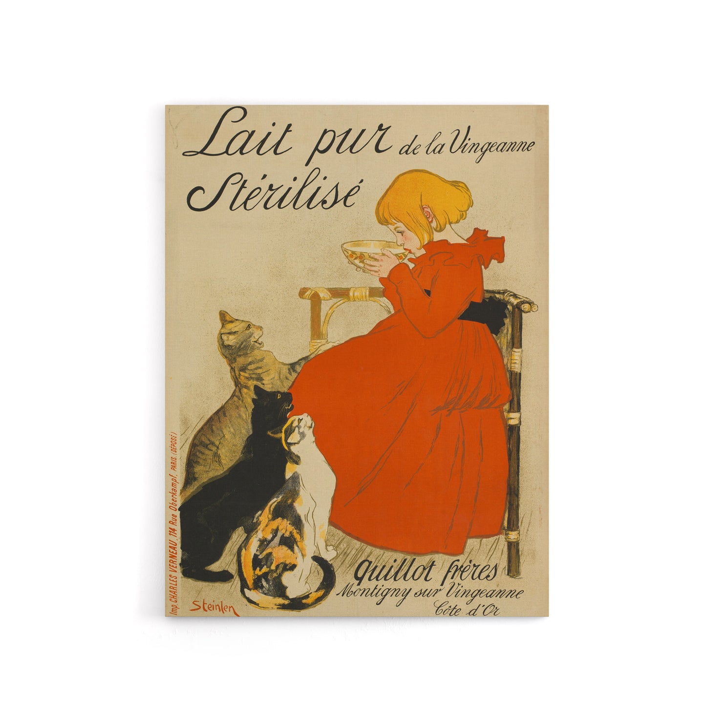 Steinlen Quillot Brothers French Milk Advert Canvas Wall Art Print