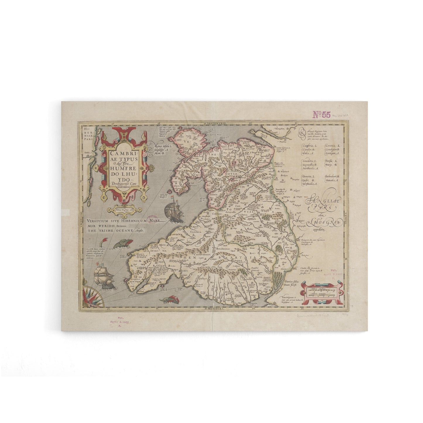 Hondius 1633 Wales Latin Early Map Canvas Wall Art Print
