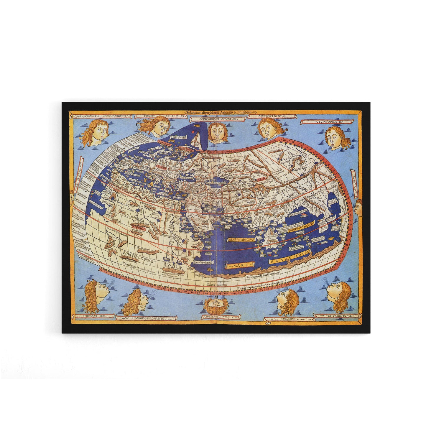 World Map 1482 Ptolemy 2nd Century Canvas Wall Art Print