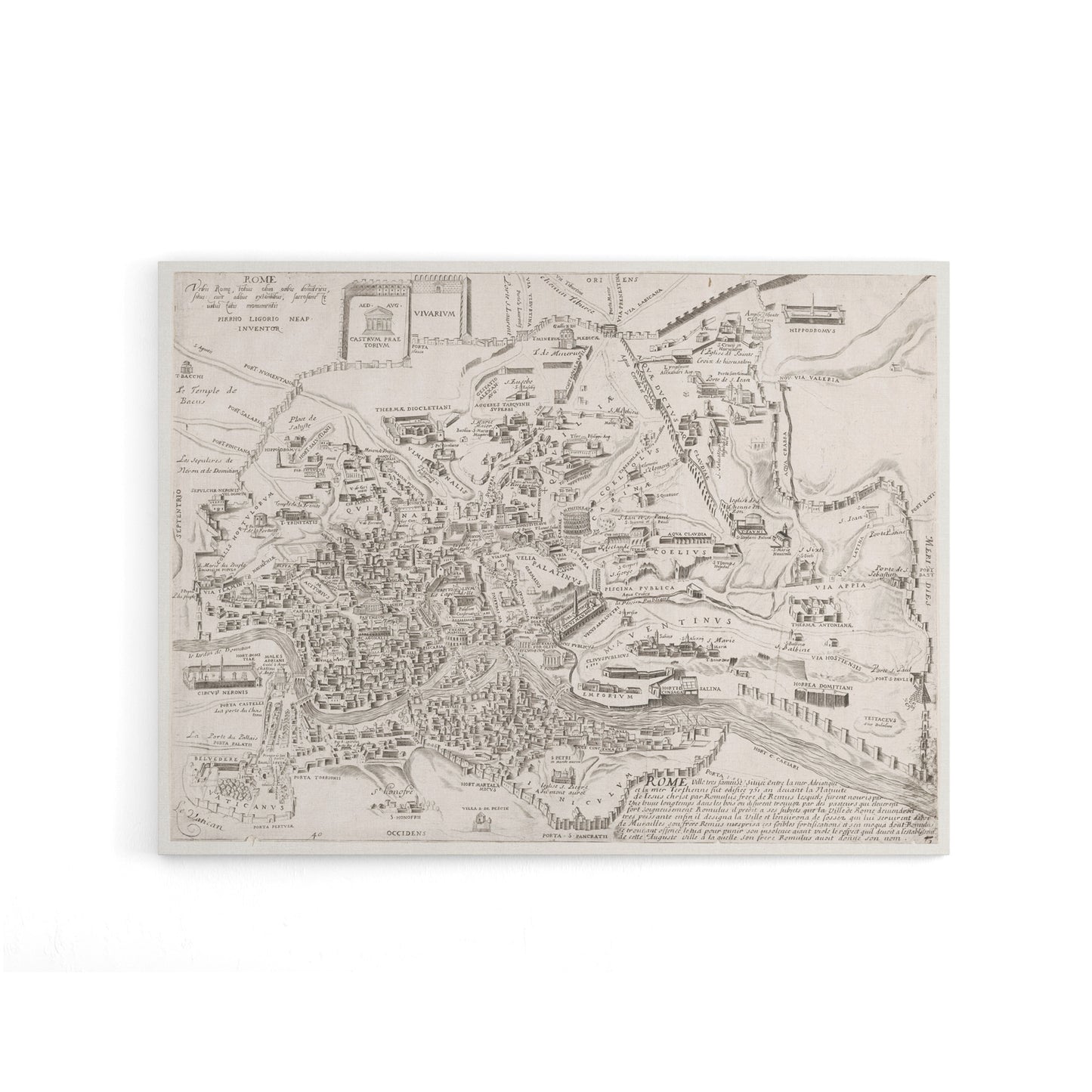 Map Ligorio Ancient Rome Plan Canvas Wall Art Print