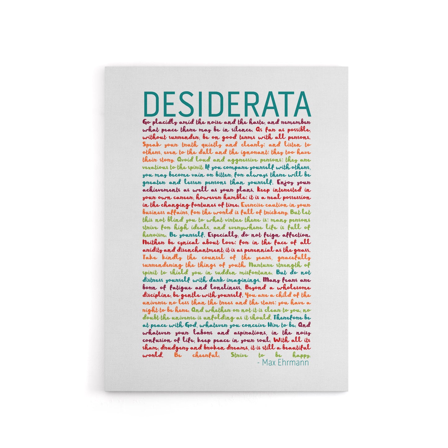 Desiderata Poem Quote Rainbow Canvas Wall Art Print