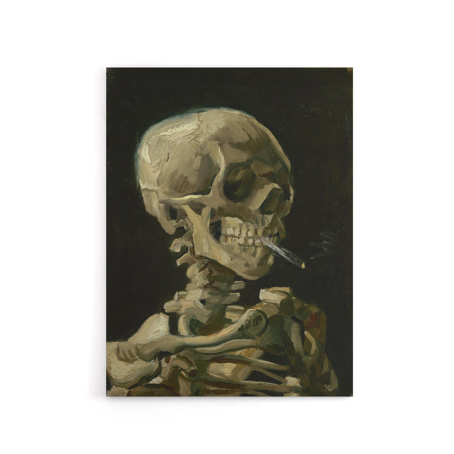 Van Gogh Head Skeleton Burning Canvas Wall Art Print