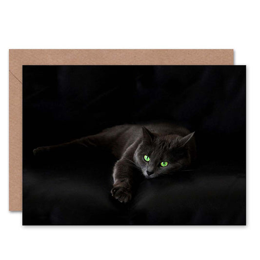 Sleepy Black Cat Greeting Card