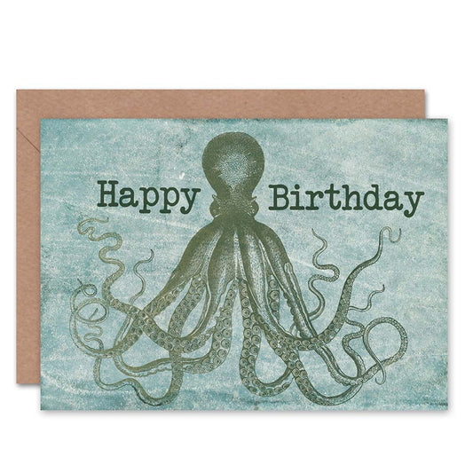Happy Birthday Octopus Tentacles Art Greeting Card