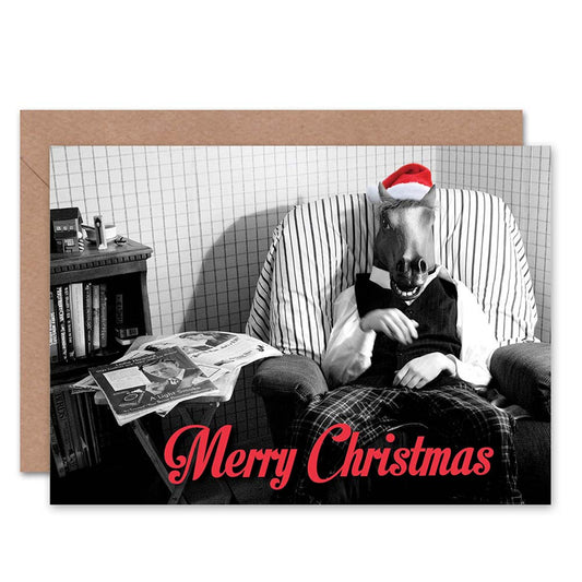 Horse Head Man Weird Funny Alternative Christmas Card