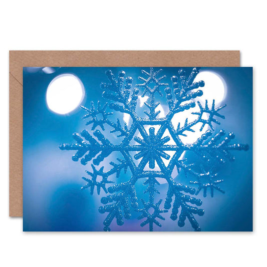 Frosty Snowflake Blue Xmas Christmas Card