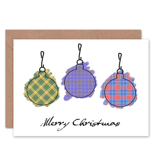 Tartan Tree Baubles Merry Christmas Card