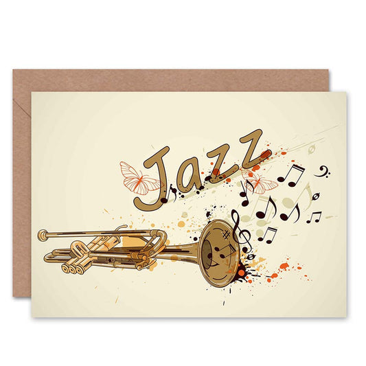 Jazz Theme Trumpet Typography Music Greeting Card