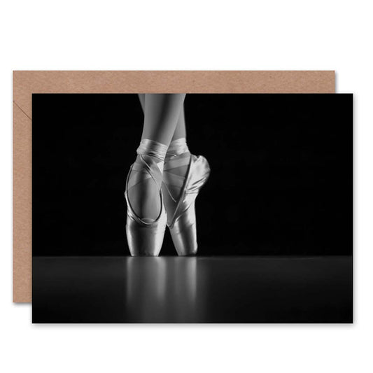 Monochrome Ballerina Dancer Shoes Greeting Card