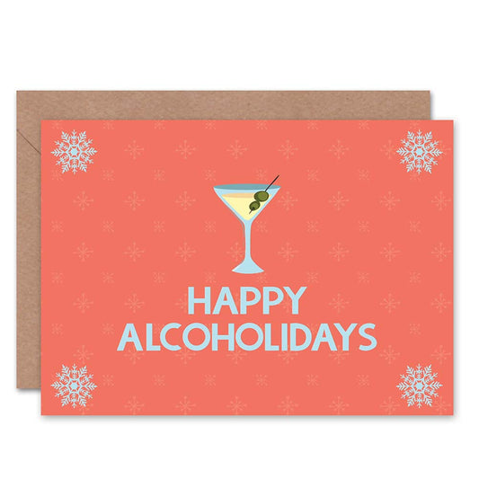 Happy Holidays Cocktail Pun Alcohol Christmas Card