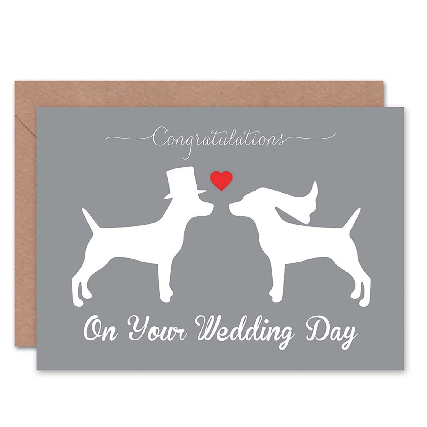 Wedding Day Card Animal Silhouette Love Two Dogs Heart