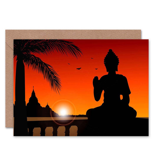 Buddha Statue Zen Sunset Greeting Card