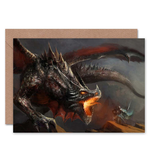 Dragon Fire Knight Fight Greeting Card