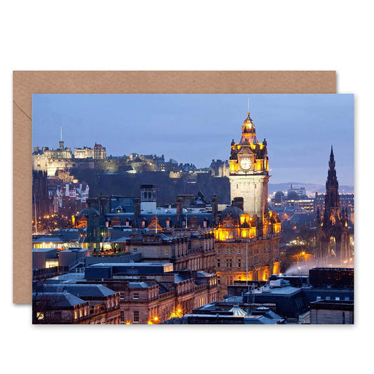 Edinburgh Castle Night City View Art Greeting Card