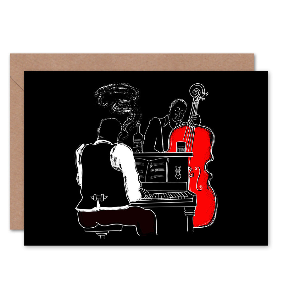 Musicians Jazz Piano Illustration Greeting Card