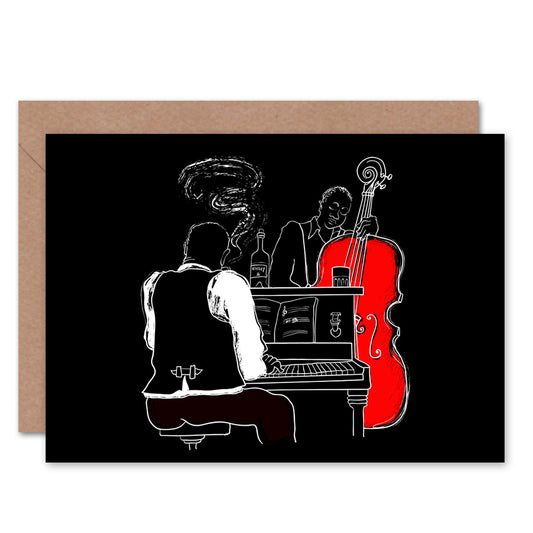 Musicians Jazz Piano Illustration Greeting Card