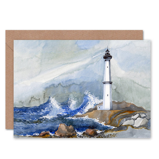 Lighthouse Nautical Painting Greeting Card
