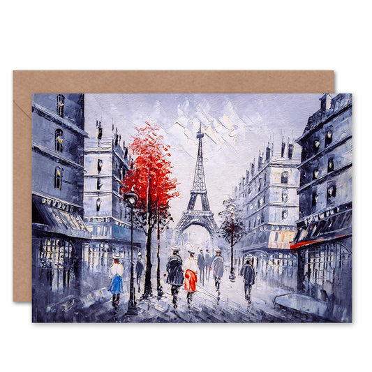 Eiffel Tower In Paris Red Tree Greeting Card
