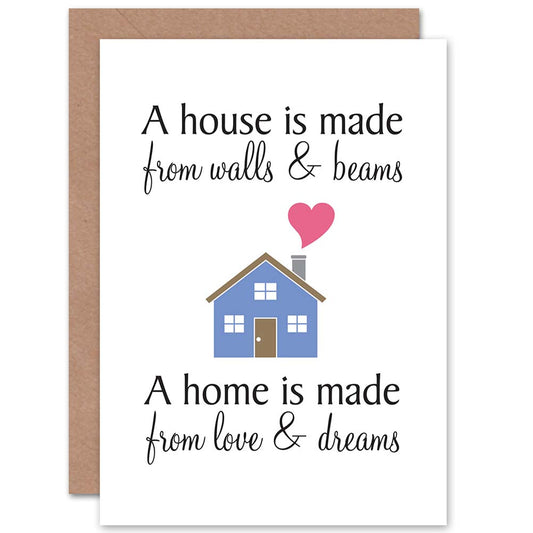 New House Walls Beams Love Dreams New Home Card