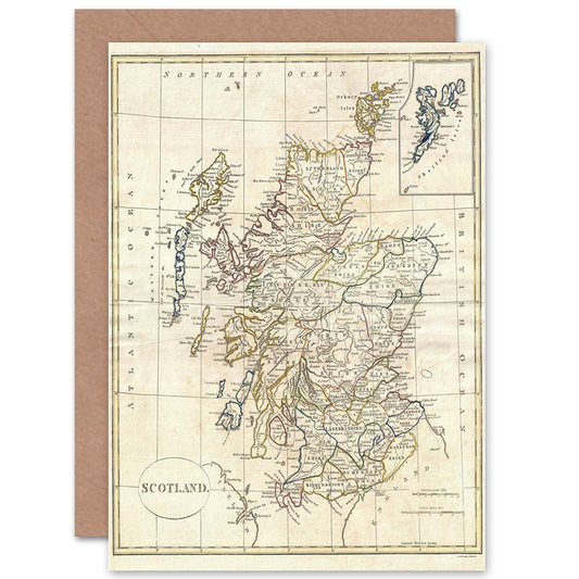 1799 Clement Cruttwell Map Scotland Greeting Card