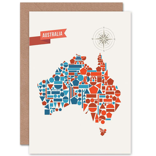 Australia Geometric Map Shapes Greeting Card