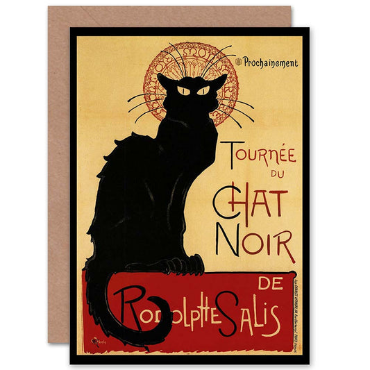 Black Cat Chat Noir Rodolphe Paris France Greeting Card